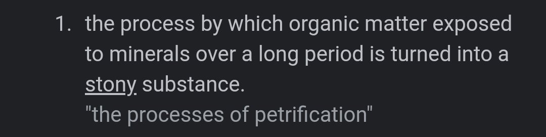 Petrification:
TLDR: Petrification refers to the process of organic matter turning to a stony substance.

We know the Zero Point is sentient/'alive'. So the Zero Point has managed to petrify itself.

The fact it did this, NOW of all times, is alarming.
Something evil looms..

2/6