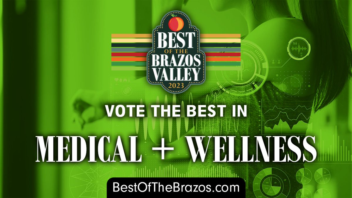 Vote the #Best in #Medical and #Wellness!  

Click here --> bit.ly/3C60VY7

Thanks to 2023 sponsors: @SourAppleRepair @JBGPlumbing @CoopersBBQAggie @AggielandFloors @AllenAcademyTX @_VisitingAngels @BigShotsGolfBCS @StJoseph_Health @bbautobcs @JJsSnowconesTX