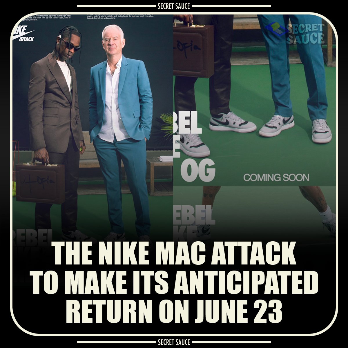 Secretsauce's tweet image. John McEnroe and Travis Scott for the Nike Mac Attack. Are you excited for the return?

🩸FOLLOW @secretsauce for more news🩸

#macattack #nike #travisscott #johnmcenroe