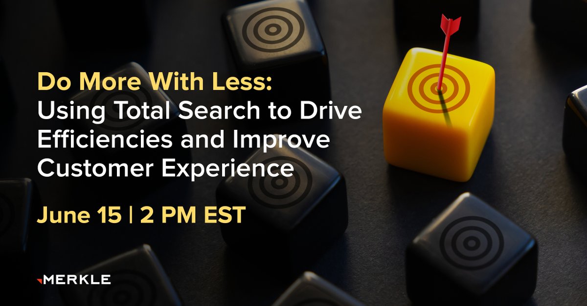 Merkle's tweet image. Are you using #totalsearch to do more with less? Join Merkle &amp;amp; @GrowByData for this webinar to stand out in the total search landscape, June 15 at 2pm ET: ow.ly/J5gw50OL6Wl
