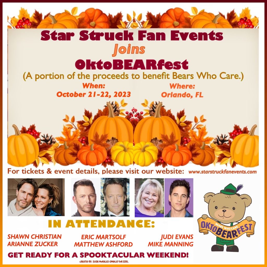 We’ll see you there! Get your tickets today 😍🥰 starstruckfanevents.com/oktobearfest