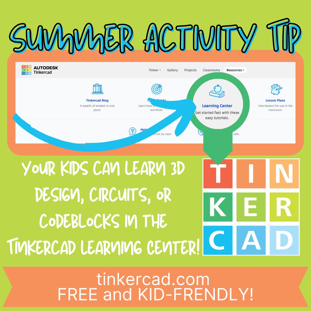 Parents! Introduce your kids to Tinkercad.com: the perfect blend of fun and education. 🎮💡🔧They'll learn 3D design, circuits, and codeblocks while developing 21st-century skills. Spark creativity and problem-solving!  #Tinkercad #LearningThroughPlay #21stCenturySkills