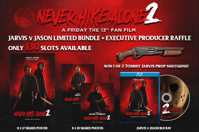 Limited Jason vs Jarvis Bundles are now available on the #NeverHikeAlone2 #Indiegogo campaign and enters backers into a raffle to become an Executive Producer! 

Back the campaign here: igg.me/at/nha2/x/1800…

#fridaythe13th #jasonvoorhees #neverhikealone #horror #horrorfilm
