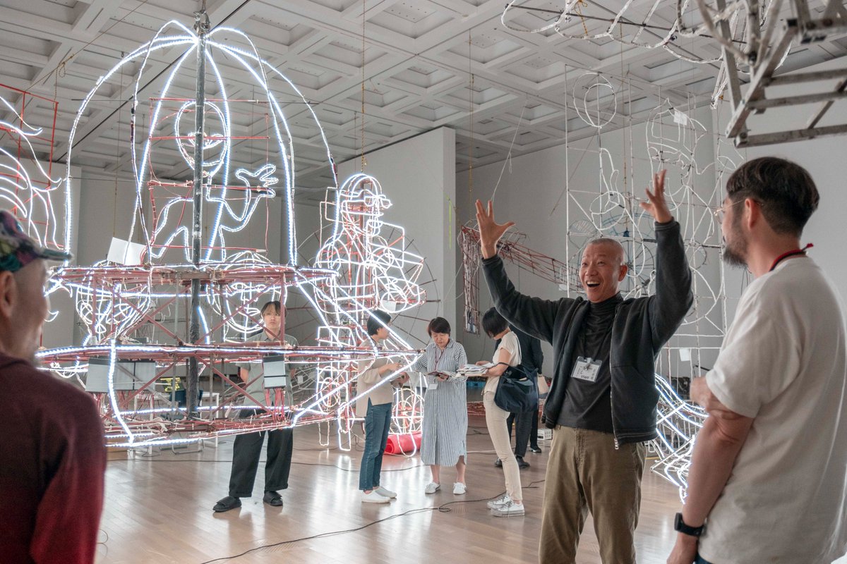 CaiGuoQiang's tweet photo. Hi from Tokyo! Cai with Encounter with the Unknown, a kinetic installation of cosmic motifs relating to the unseen world. Alongside the studio’s exhibition preparations @NACT_PR ! Cai has continued to develop EET, an AI-augmented oracle on the blockchain with
@KanonDotArt ... https://t.co/MzA2lMrIxx