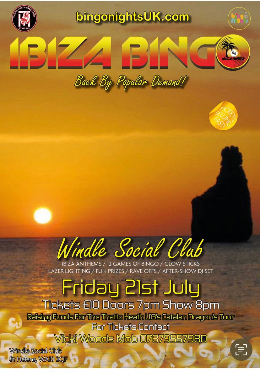 Heathu14s's tweet photo. Ibiza bingo is back 21st July raising money for our tour to France🙌🙌🙌🙌🙌🙌£10 a ticket , It will be a belter 👌 https://t.co/pitMzzEGjN