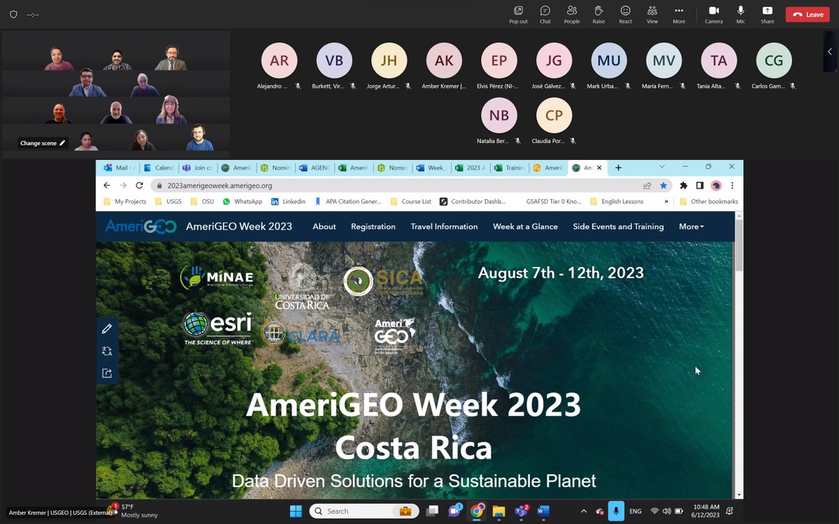 Getting ready for #AmeriGEOWeek2023 in Costa Rica. 🌎🇨🇷 Today we had a very productive coordination meeting, and we are thrilled with the progress we've made so far! 💪 100+ registrants, 30+ side events/trainings, and new sponsors on board. 🤝 Join us 👉 2023amerigeoweek.amerigeo.org