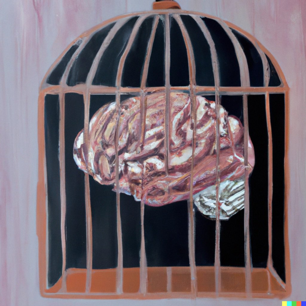 EntertainThese's tweet image. If it’s not mythology, then it’s theology. 
If it wasn’t theology, then it would be some other thought-monopoly. #culty #BadThing #CageBrain @OpenAI #et_art