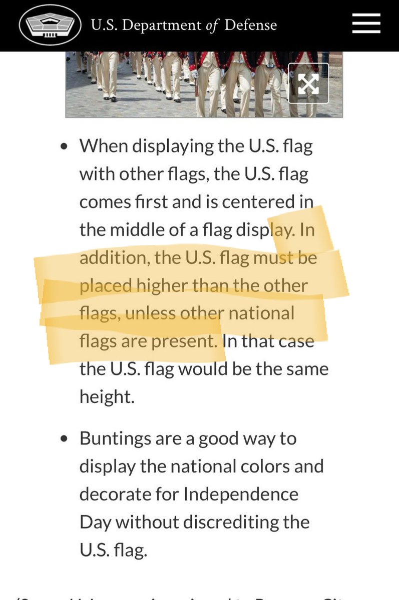 SquirtGanda's tweet photo. @JDavis0451 @JoelKatz @albus114 @bennyjohnson The requirements are met, the proof of said requrements being met was left out so that people could complain, the fact of the matter is that he's flying a US flag both center and highest point. It's literally displayed on the roof of the SAME building. 
Rules followed well. https://t.co/b84zGDFydR