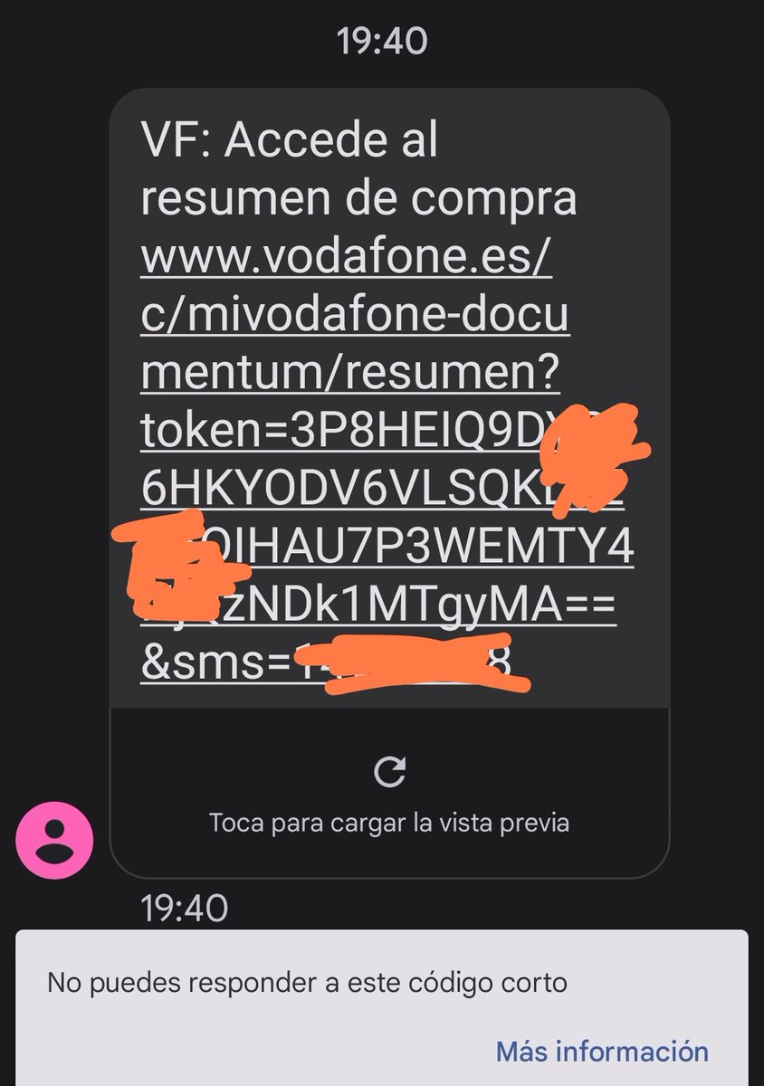 _ChemaHdez's tweet photo. @vodafone_es Hola, no soy usuario de su compañía, pero acaba de llegarme un SMS sobre una compra que no he realizado. ¿A que se debe? https://t.co/bTDAr0AJIx