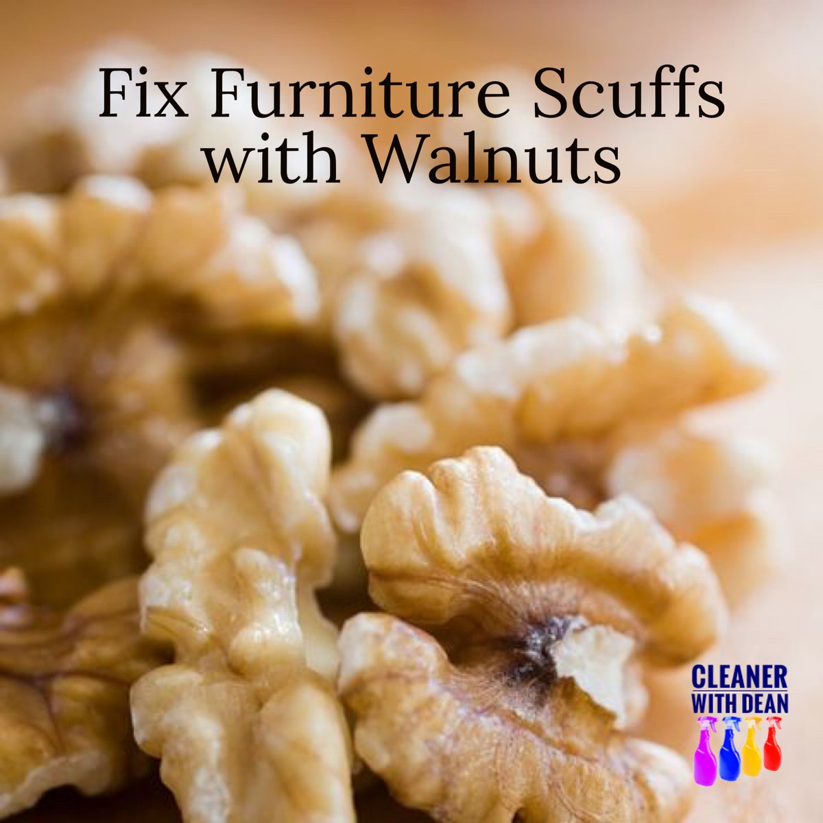 thecleaningdean's tweet photo. Got a scuff or a scratch on your wood furniture? Rub it with a walnut (shell removed) to help mask the damage.

#furniture #home #diy #lifehack #cleaning #clean #simple #tidy https://t.co/YTLKHkhXVC