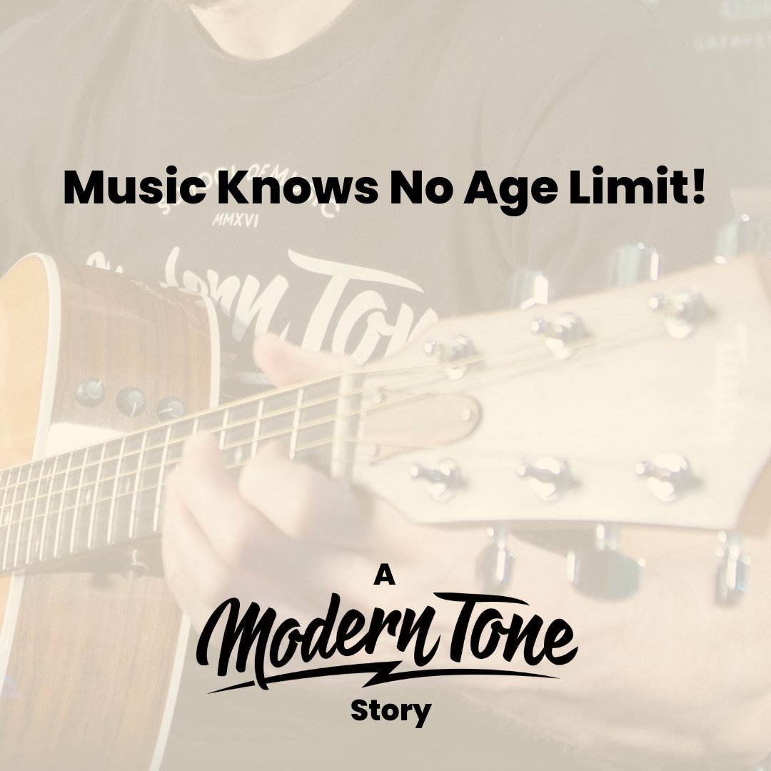 moderntone's tweet photo. 🎸✨ Witnessed something extraordinary at our music studio! Our amazing guitar instructor, Daniel Nervo, gave a very special first guitar lesson to a remarkable 102-year-old man! 🎉🎵 https://t.co/A4MbviCBfY