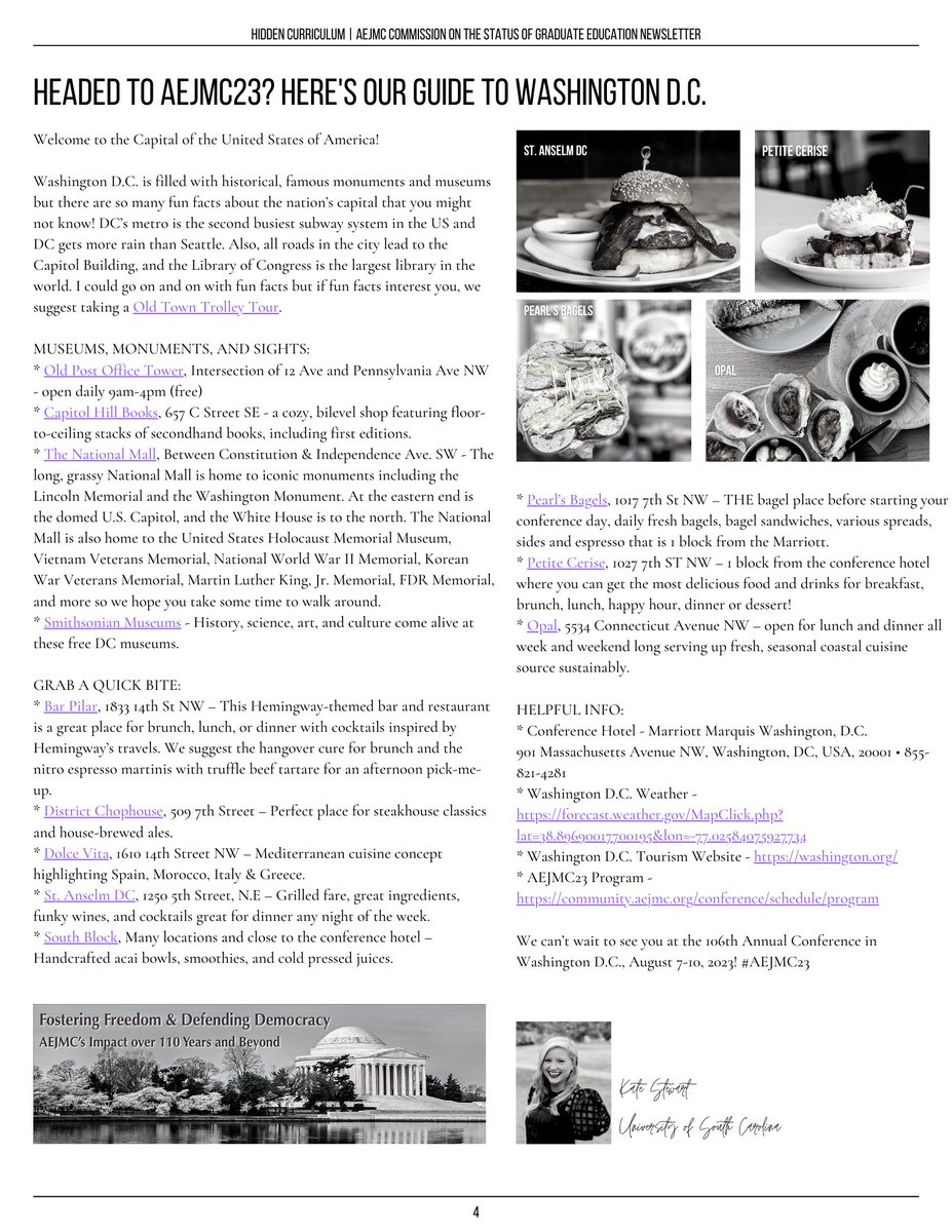 CSGEAEJMC's tweet photo. Extra! Extra! Read all about it 📰
Hidden Curriculum | Volume 1, Issue 3 is live.
As we prepared for #AEJMC23, we have some valuable information to share to help prepare #gradstudents for DC!
https://t.co/6BOVcneuYH
#CSGE #AEJMCCSGE #graduatestudents https://t.co/EPGaZsZMMc