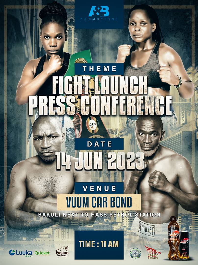 Nanziricathy's tweet photo. FIGHT LAUNCH THIS WEDNESDAY 14TH JUNE 2023 
come one come all #19THAGUSUT2023 #feelthepositiveenergy #NANZIRI @FistsofHopeUG
@RockBoom_UG @DhakabaKigongo @LuukaPlastics @QuicketUG @NBSportUg @AnitahAmong @drukare https://t.co/p2kJebntD3