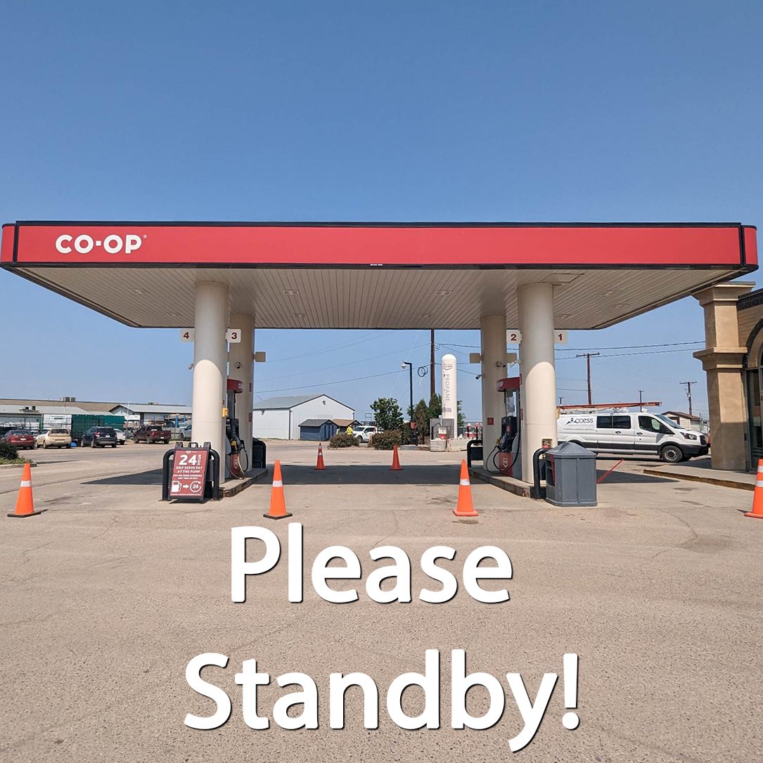 We sincerely apologize. We are experiencing some technical difficulties with our gas pumps in Outlook. ⛽ 

Technicians are currently working to correct the issue. Our cardlock pumps in Outlook are note affected.

We'll provide an update as soon as the pumps are back.