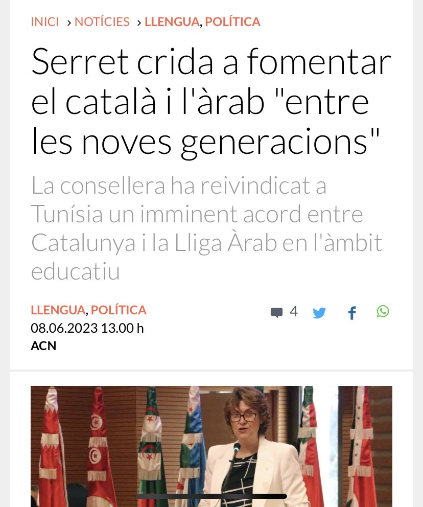 La nova Consellera d'educació crida a fomentar l'àrab entre els joves.