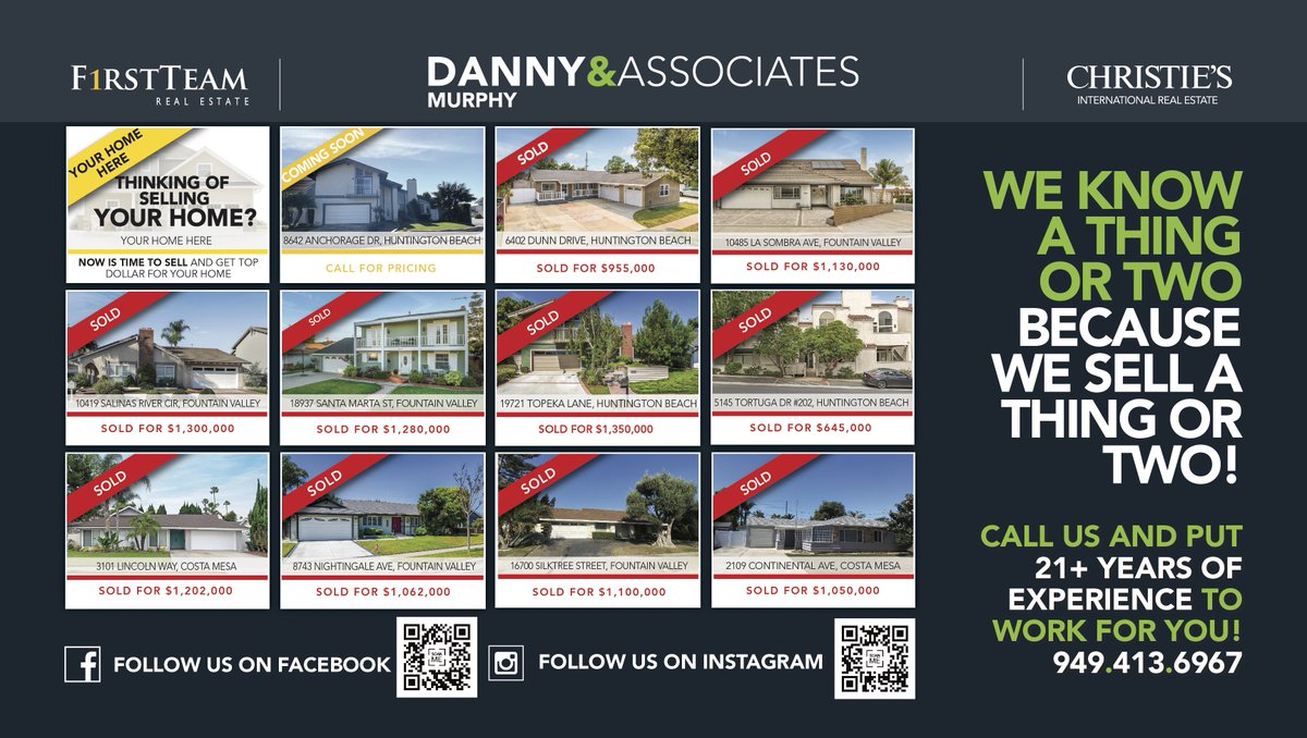 SoCalLifeTeam's tweet photo. If you've been thinking about buying or selling real estate, we'd love to put our 21+ years of experience to work for you! Give us a call at 949-413-6967 https://t.co/CoiwUjqDeh