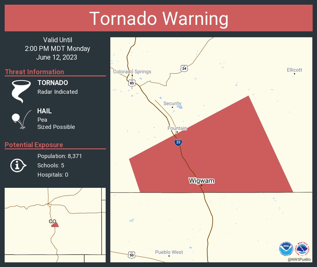 NWStornado: Tornado Warning including Wigwam CO until 2:00 PM MDT