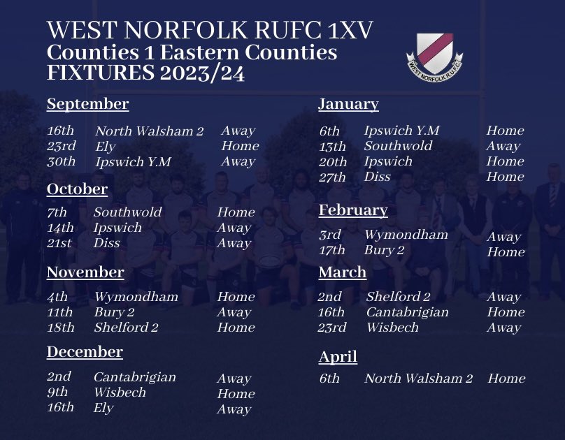 🔵⚪️ Save the dates ⚪️🔵 
Here’s the 1XV fixtures for the upcoming season. We can’t wait. 🙌🙌 
👀 Look out for pre-season details coming soon. #UpTheWest