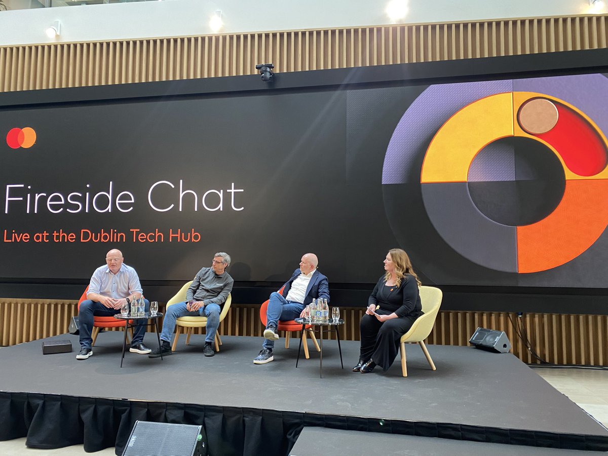 Super to have our CEO Michael Miebach  discussing his top of mind and headline topics for Mastercard alongside Ed McLaughlin and Ken Moore at the Dublin Tech Hub. Facilitated fantastically by Jenny Kavanagh. #MastercardEmployee