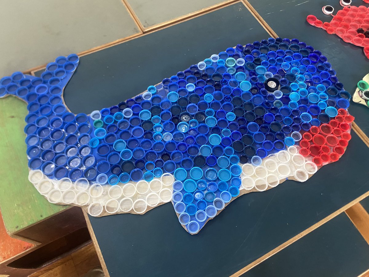 We recently ran a bottle top collection to help keep plastic out of the sea and we turned them into these amazing pieces of ocean artwork! #WorldOceanDay2023
