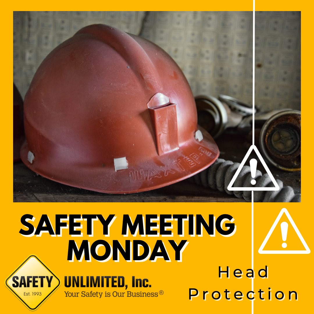 SafetyUnlimited's tweet photo. It’s Safety Meeting Monday!
This week’s topic is Head Protection. 

For more information about Head Protection, check out the latest Safety Meeting topic from Safety Matters Weekly. 

https://t.co/xhGVIt8VNk

#safetyunlimited #safety #safetymeeting #ehs #safetytraining #osha https://t.co/xhpRPbWVsS