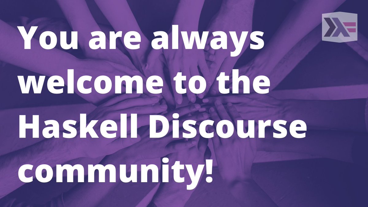 HaskellOrg's tweet photo. Just a friendly reminder that if you are struggling with any #Haskell issues and need assistance or someone to talk to, please feel free to join our Haskell discourse using this link: https://t.co/GLMvrEznPS. The #FP community is always happy to help! https://t.co/IKFC9rPw9H