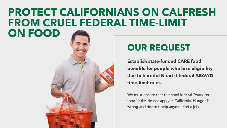 GutierrezItzul's tweet photo. #CalFresh #ABAWD time limits deepen existing inequities &amp; are cruel. TY #CASenate @NancySkinnerCA @SenatorMenjivar for including #CARE benefits in Senate budget plan! @CAGovernor @GavinNewsom please make #CARE benefits a reality! h/t @BuffyWicks @Scott_Wiener https://t.co/s9I6lm4ixL