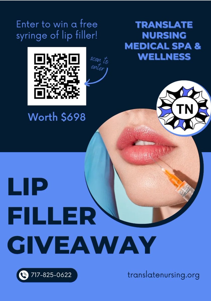 New clients only. Follow us for free chance to win free syringe of lip filler. <a href="/TranslateNurSpa/">Translate Nursing Med Spa</a> #translatenursing