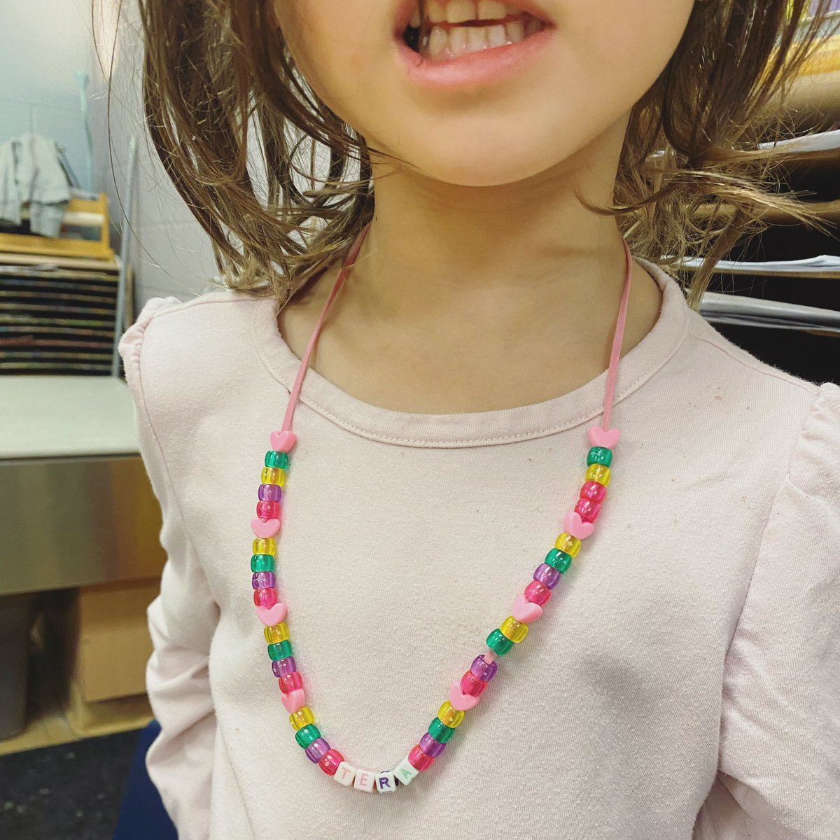 N is for necklace! 

Today we made beaded necklaces and some kids even added their Name!