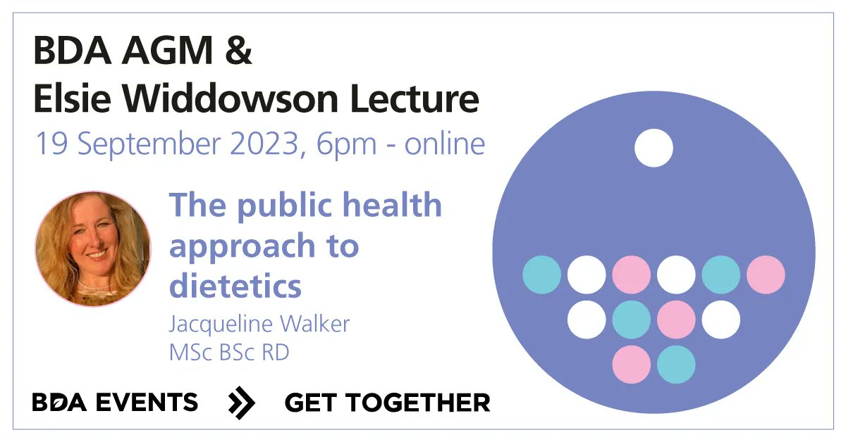 British Dietetic Association (@bda_dietitians) on Twitter photo We're delighted that this year’s Elsie Widdowson Memorial Lecture, 'A public health approach to dietetics', will be delivered by <a href="/JacqWalkerRD/">Jacqueline Walker</a>.
Join us on 19 September to watch the lecture alongside our AGM.
Members, book your free place now: buff.ly/43TYST9 We're delighted that this year’s Elsie Widdowson Memorial Lecture, 'A public health approach to dietetics', will be delivered by <a href="/JacqWalkerRD/">Jacqueline Walker</a>.
Join us on 19 September to watch the lecture alongside our AGM.
Members, book your free place now: buff.ly/43TYST9