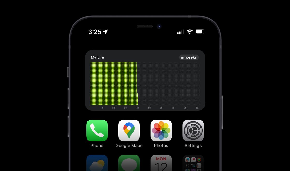 repponen's tweet photo. Widget at the top of your Home Screen that always shows how much life you have lived and how much is left. https://t.co/d7NYLpbP0l