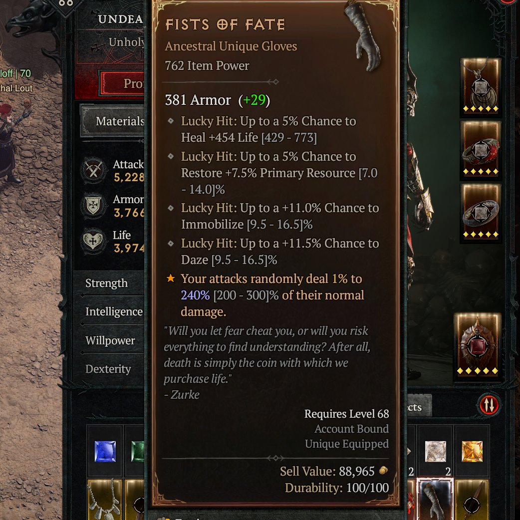 Absolute insanity on these chase unique gloves. Pretty sure its one of the most sought after uniques atm. 

#DiabloIV