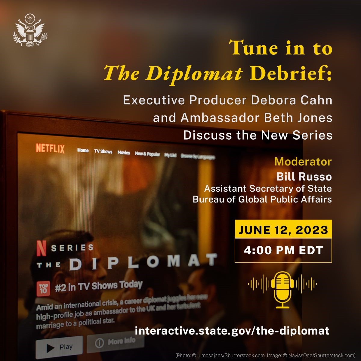 Deputy Secretary of State on X: Since The Diplomat started streaming on  Netflix, many viewers have been asking how realistic the show is. To find  out, join @StateDept today for “The Diplomat