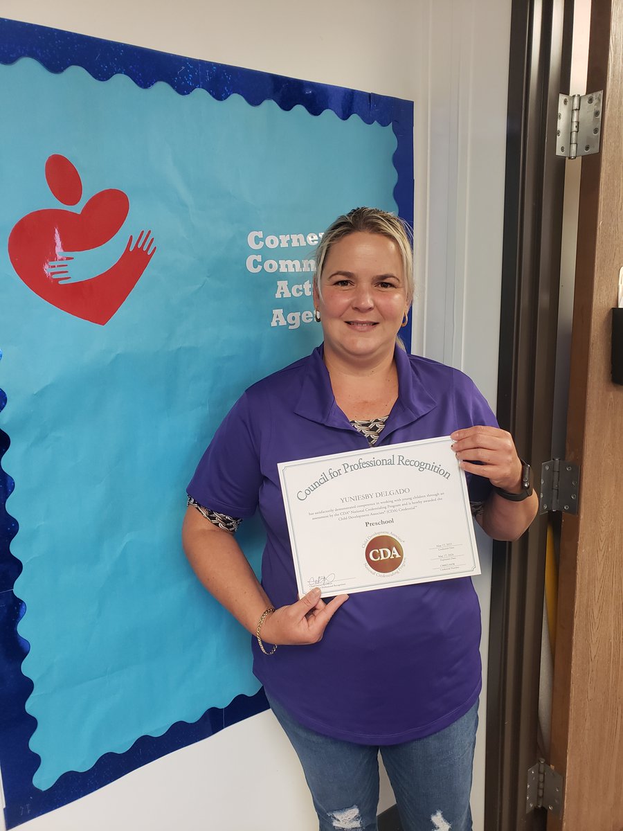 CornerstoneCAA's tweet image. Yuniesby Delgado a Teacher Assistant at our @HeadStartgov  Center on Mulberry in #DecaturTx received her Child Development Associate (CDA). Congratulations Yuniesby on all your hard work! 🎉