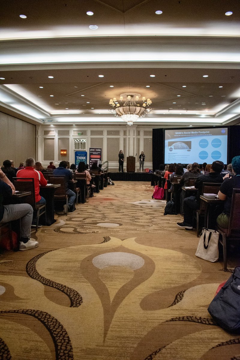 TACCMarketers's tweet photo. To the moon! Our opening keynote speakers, Chelsey Ballarte and Jaden Jennings, are public affairs specialists from @NASA_Johnson with unique insights on ways you can boost your social engagement.

The perks of hanging out with us! #TACCMSweet https://t.co/dQt06OEgoX