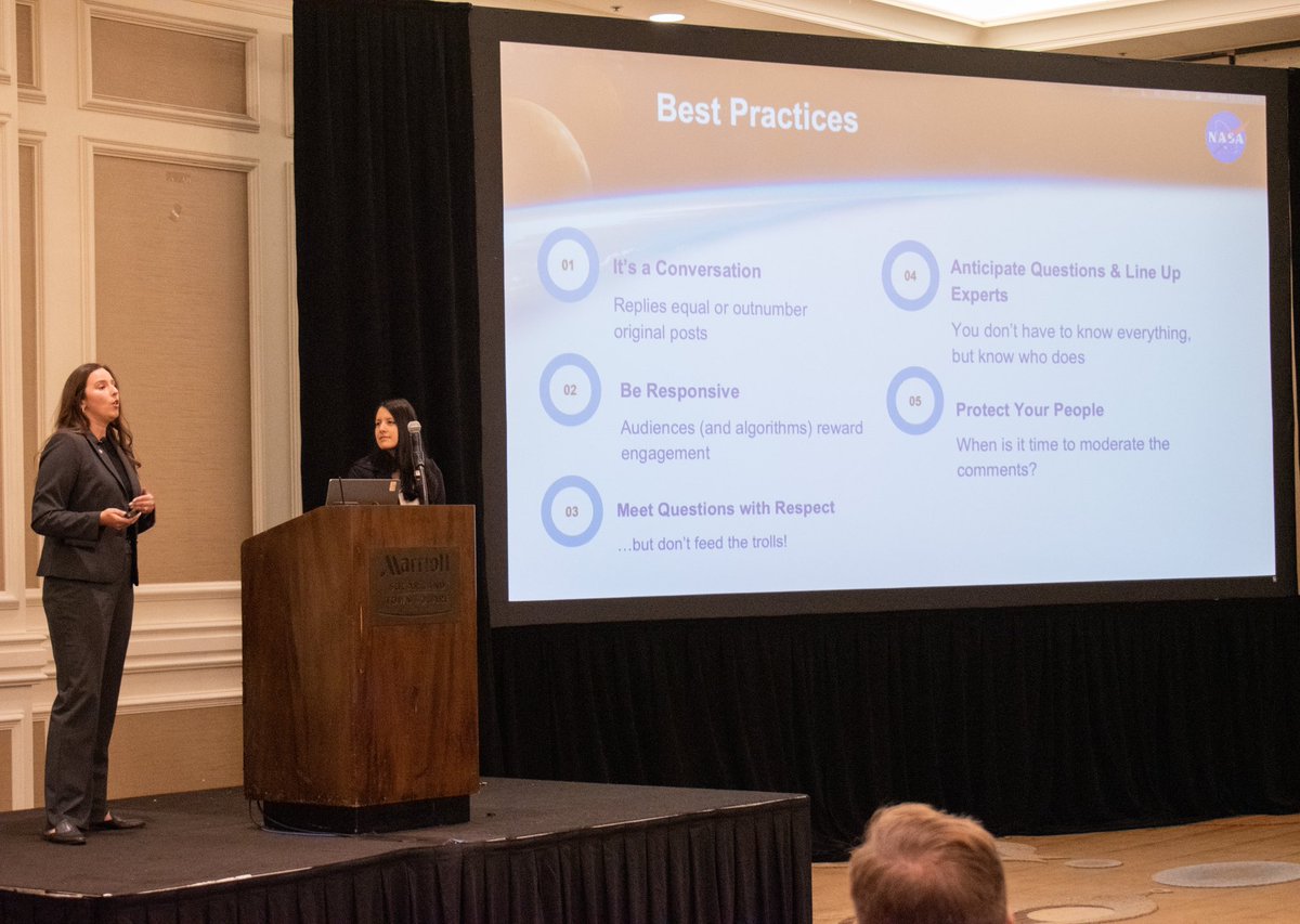 TACCMarketers's tweet photo. To the moon! Our opening keynote speakers, Chelsey Ballarte and Jaden Jennings, are public affairs specialists from @NASA_Johnson with unique insights on ways you can boost your social engagement.

The perks of hanging out with us! #TACCMSweet https://t.co/dQt06OEgoX