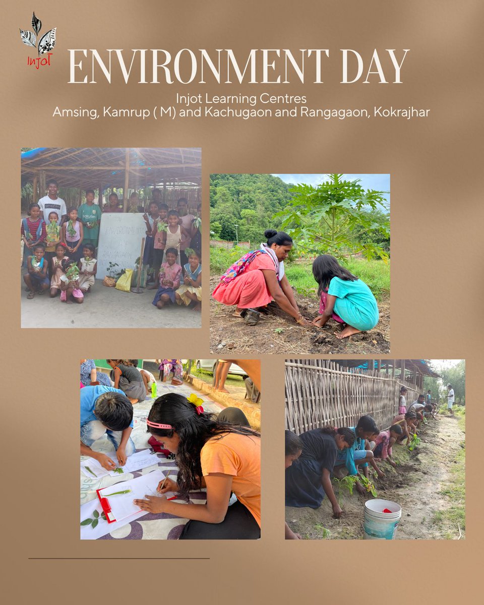 InjotTrust's tweet photo. 🌍 Celebrated Environment Day at 3 Injot Learning Centres in Kamrup (M) &amp; Kokrajhar districts. Community interaction, ancestral knowledge sharing, tree planting, herbarium creation, &amp; impromptu quiz on environmental heroes. Join us as a volunteer! 🌳🌱
#EnvironmentDay #injottrust https://t.co/91htQzzskg