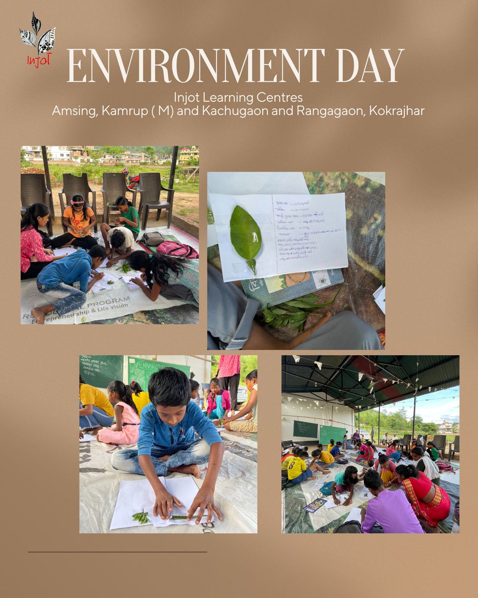 InjotTrust's tweet photo. 🌍 Celebrated Environment Day at 3 Injot Learning Centres in Kamrup (M) &amp; Kokrajhar districts. Community interaction, ancestral knowledge sharing, tree planting, herbarium creation, &amp; impromptu quiz on environmental heroes. Join us as a volunteer! 🌳🌱
#EnvironmentDay #injottrust https://t.co/91htQzzskg