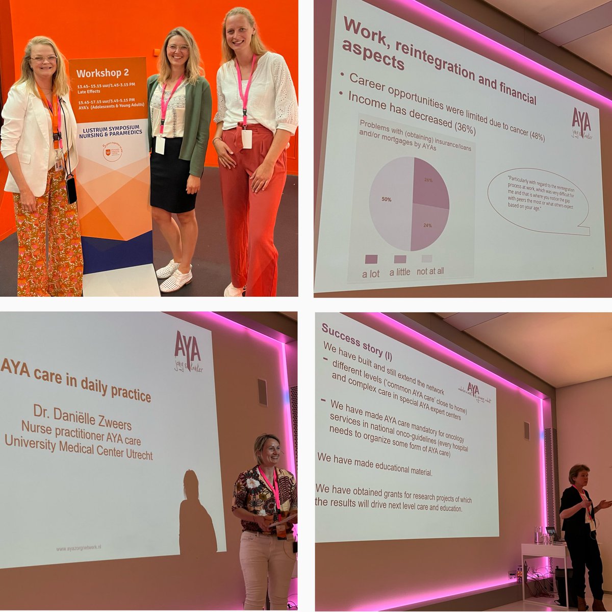 Today our chair <a href="/Winette_vdGraaf/">WinetteVanDerGraaf</a>, <a href="/UMCUtrecht/">UMC Utrecht</a> NP <a href="/Daan426/">Danielle Zweers</a>, <a href="/COMPRAYA_study/">COMPRAYA</a> <a href="/IKNL/">IKNL</a> researcher <a href="/CarlaVlooswijk/">Carla Vlooswijk</a>, communication coordinator <a href="/SophiaSleeman/">Sophia Sleeman</a> and <a href="/vox_nl/">VOX</a> policy officer Eline hosted a workshop on #AYAcare at the five-year anniversary symposium of the <a href="/prinsesmaximac/">PrinsesMáximaCentrum</a>. 🗣️🎤