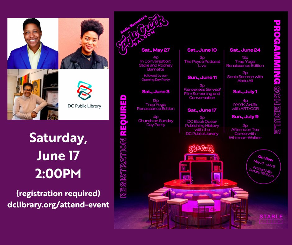 There Exists a Need for Something More: Black Queer Publications in DC

Join us on Saturday, June 17 | 2:00pm at <a href="/stableartsdc/">STABLE arts</a> to learn about the history and impact of Black Queer publications in Washington, DC

Register to attend: bit.ly/3NhTHa8