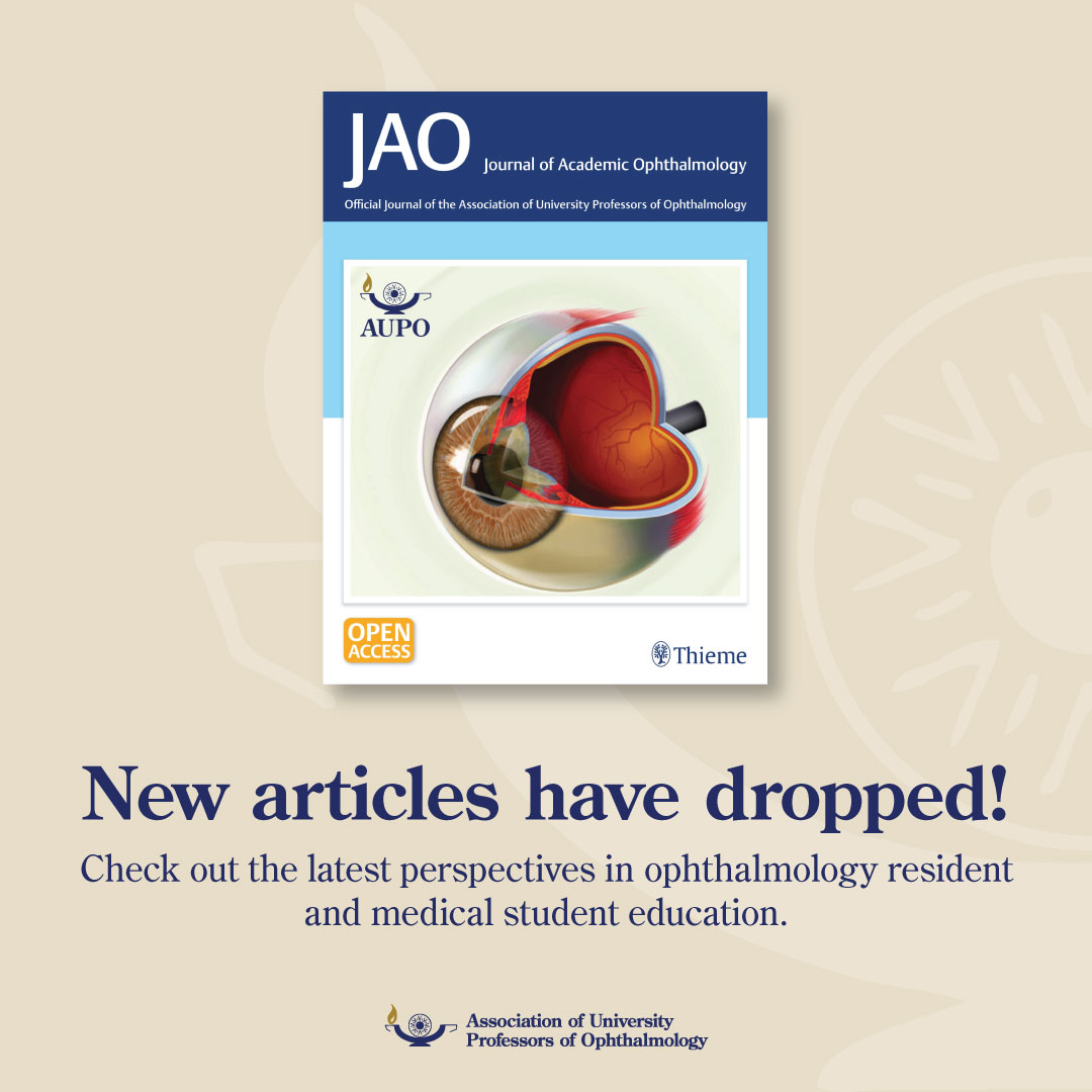 New articles have dropped for Journal of Academic Ophthalmology. Check out the latest perspectives in ophthalmology resident and medical student education. mailchi.mp/cf8b40fdca0d/j…