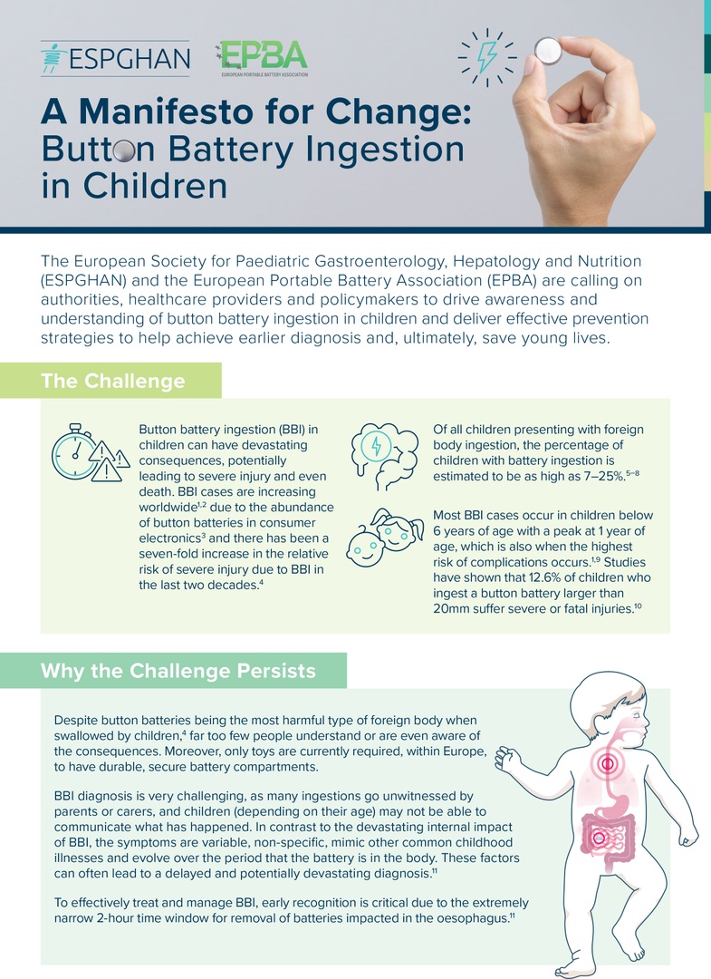 NASPGHAN's tweet image. Today is #ButtonBatteryAwarenessDay, part of a global campaign to increase understanding, identification, and prevention of button battery ingestion (#BBI).

Learn more on the @ESPGHANSociety website: espghan.org/knowledge-cent…