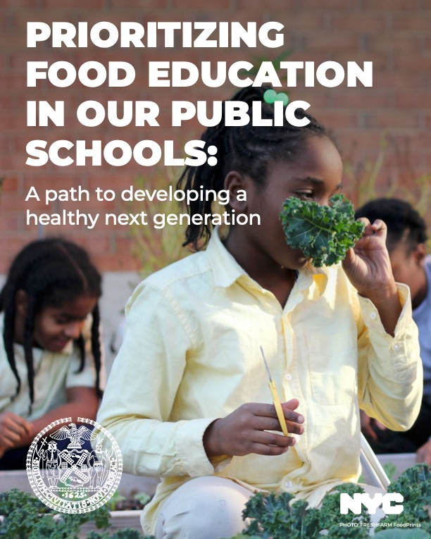 We are proud to have FoodPrints students featured on the cover of this new report urging expansion of food education across all New York City Public Schools. We aims to be a leader in moving toward the same goal in Washington, DC. 🥕🗽 🌱 #FRESHFARM #FoodPrints #NYC #NYCgov