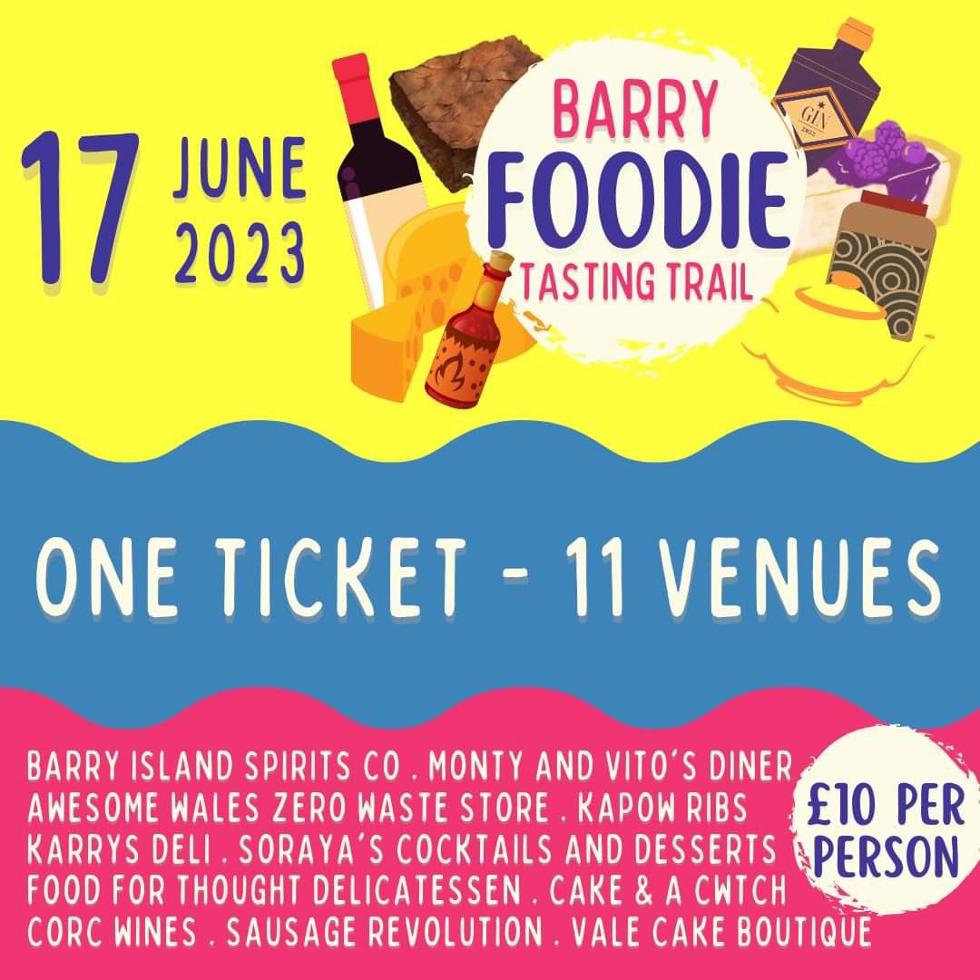 Come to #Barry on Saturday to take part in the first Barry Foodie Tasting trail! Grab a ticket to take your tastebuds on a tour of tasty treats AND if you use our code CRAFT5 you’ll get £5 off your ticket! 

Book now👉 eventbrite.co.uk/e/barry-foodie…