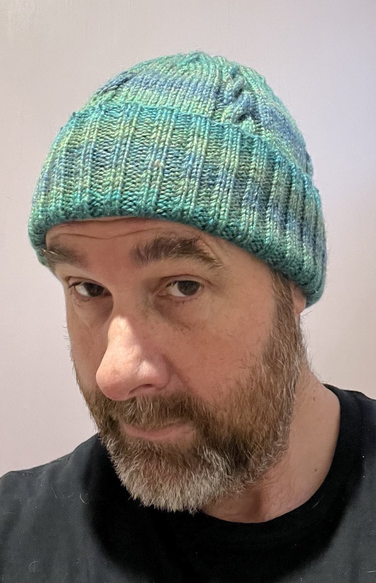 My mum knitted this glorious hat to keep my bald head warm. Top shelf mothering.