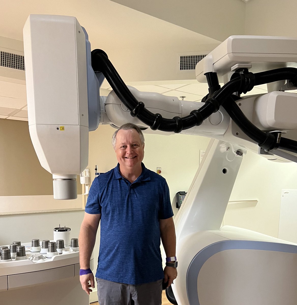 As promised I want to give an update on my prostate cancer treatment. 3 months of ADT drug therapy and so far no issues. Today 1st #cyberknife treatment with my amazing Dr @SbrtSean Couldn’t have gone better! @MedStarGUH is Outstanding!