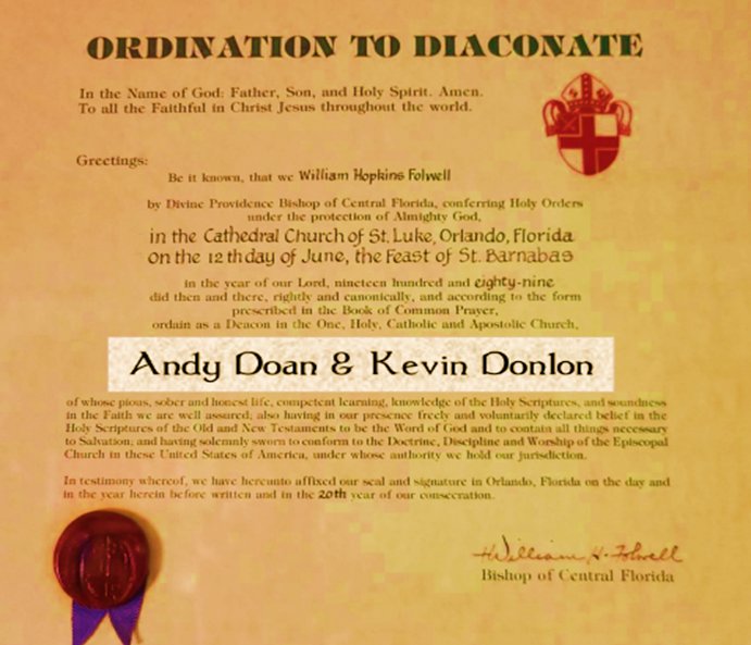 AnglicanUnion's tweet photo. @AnglicanUnion gives thx to God for the ministry of 2 of its members @AndrewSDoan & @CanonKFD who were ordained @CCSLOrlando 34 ago years as #TransitionalDeacons . We pray that they will continue to show that once a Deacon always a Deacon. AD MULTOS ANNOS https://t.co/fI6j9asHbO