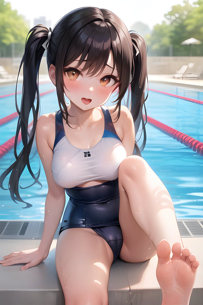 Girl with twintails happily dips her feet in the water in swimsuit

#swimsuit #swimmingpool #girl #swimmer #pigtails #AI #AIgirl #aiartist #blueswimsuit #cutegirl #animegirl #animeart #AIart #happygirl #feet #feetcontent