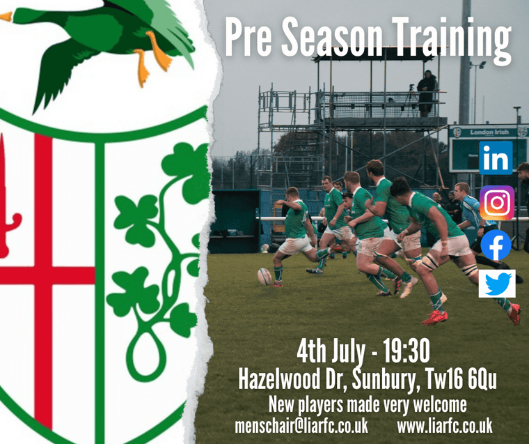 London Irish Wild Geese Preseason Training - 4th July - 19:30 #Pitchero
liarfc.co.uk/news/london-ir…