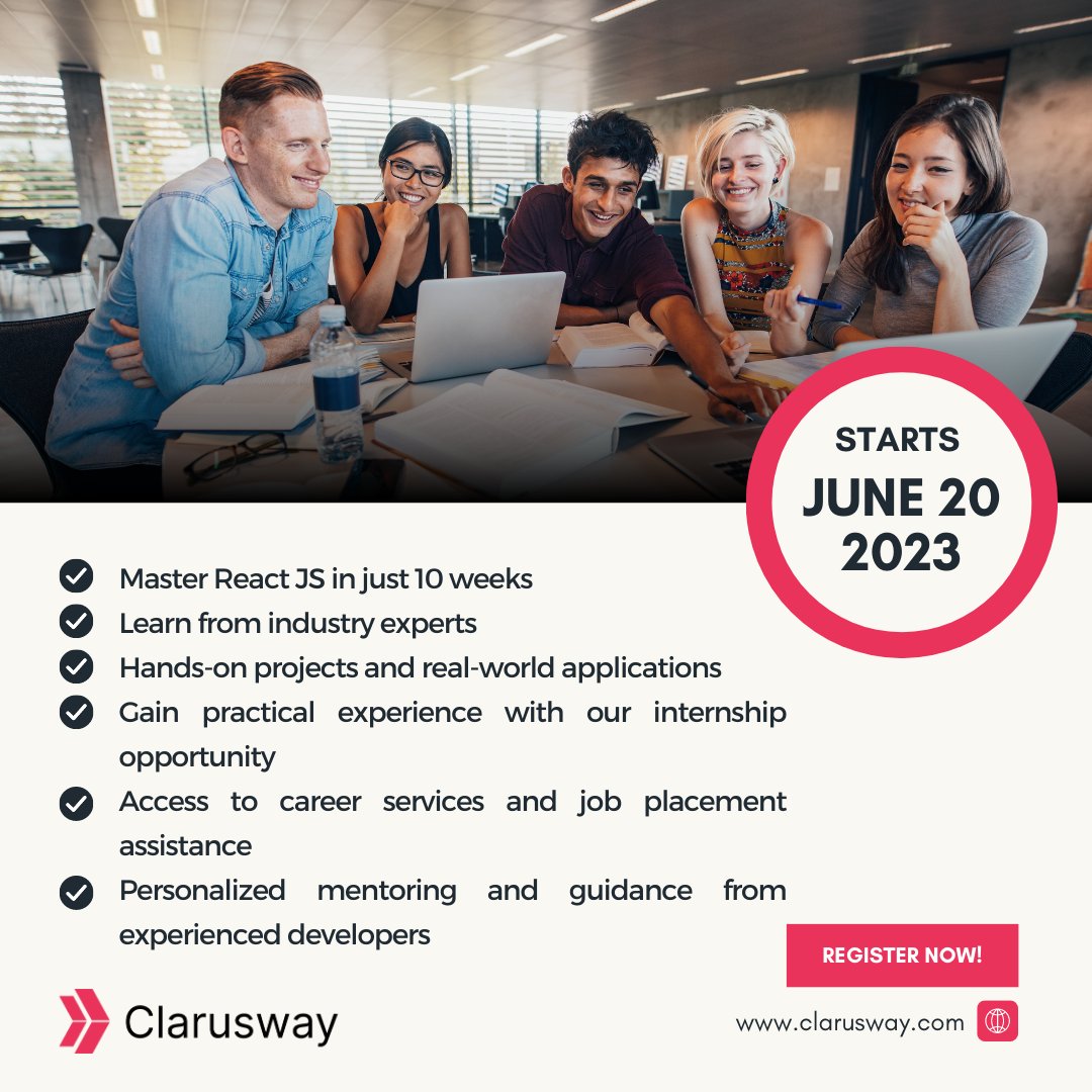 Join our 10-week #ReactJS #Development Course starting on June 20th⏳ Limited time offer! Don't miss out on this incredible opportunity to enhance your skills  
🔗 Apply here: zurl.co/NJN5 ✨  #CodingCourse #DiscountOffer #SkillsUpgrade